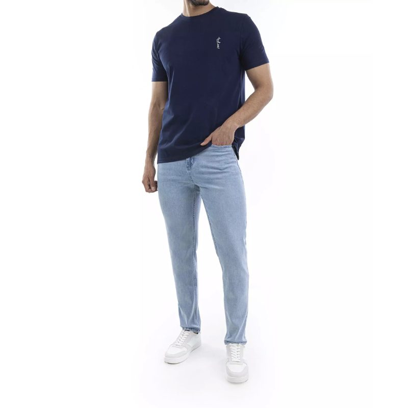 تی شرت آستین کوتاه مردانه جوتی جینز مدل یقه گرد کد 1551401 رنگ سرمه‌ای