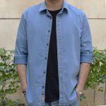 پیراهن آستین بلند یقه برگردان مردانه مدل نیلگون کد 18668638