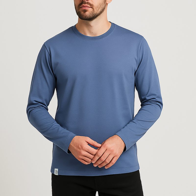 تی شرت آستین بلند مردانه باینت مدل 513-19 رنگ آبی