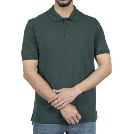 پولوشرت آستین کوتاه یقه برگردان مردانه جوتی جینز مدل بیسیک کد 1551589-2025  رنگ سبز تیره