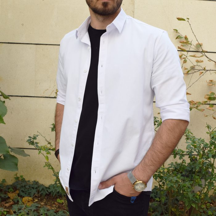 پیراهن آستین بلند مردانه پایتی جامه  مدل کتان ساده کد 13234473
