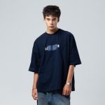 تی‌شرت اورسایز آستین سه ربع مردانه مدل باکسی 27143 رنگ سرمه‌ای